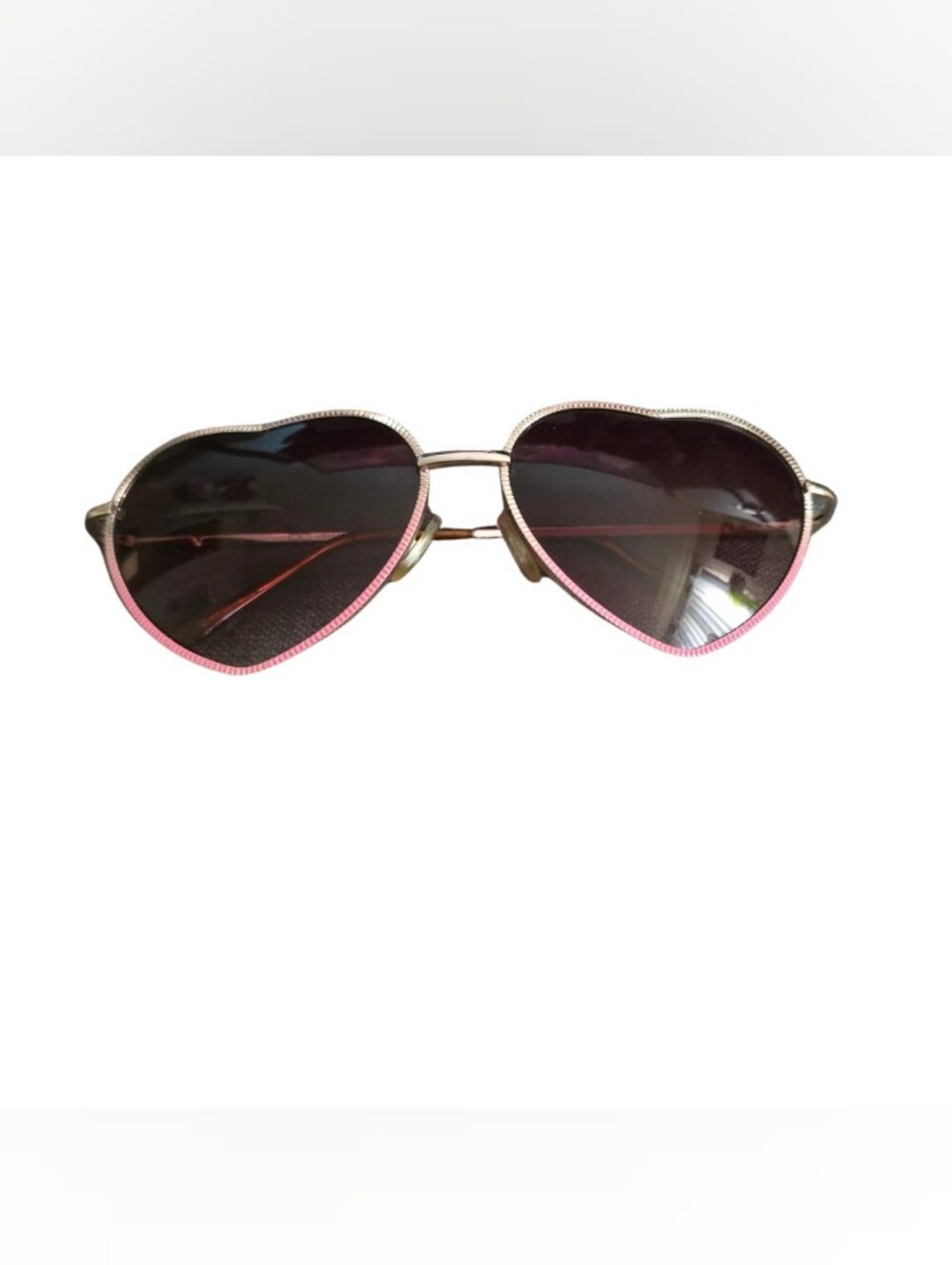 Women's Pink Trim Heart Aviator Sunglasses